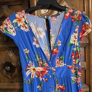 Express Royal Blue Tropical Floral Maxi Dress